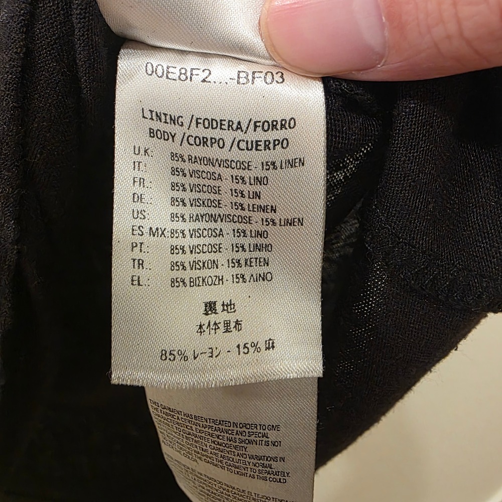Diesel Black Short Sleeve Top Rayon Linen Blend Ribbed Neck Raw Edge Goth Y2K - Picture 8 of 13